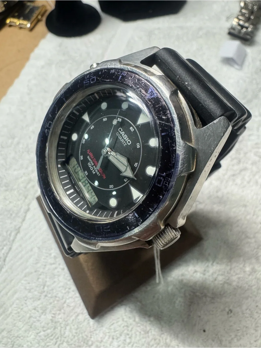 Casio Black Dial Silver Tone Sport Watch